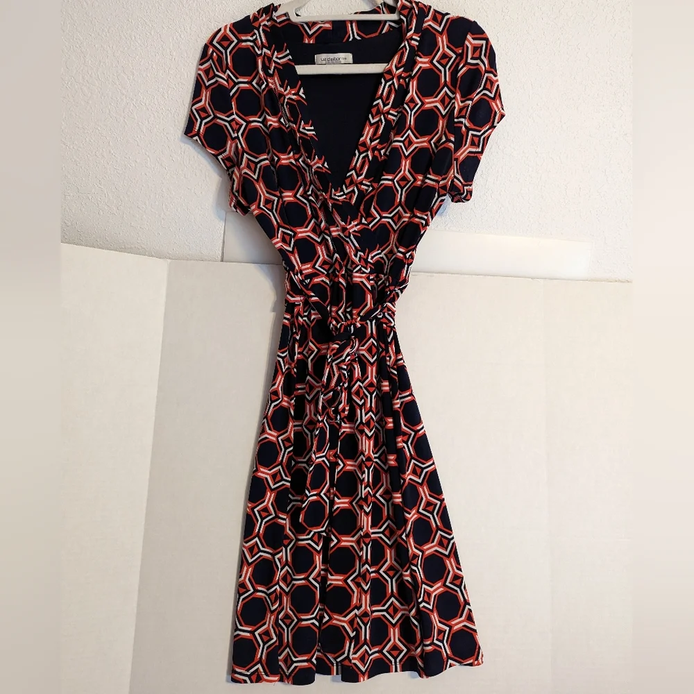 Ladies Liz Claiborne V Neck Short Sleeve Dress Size Medium